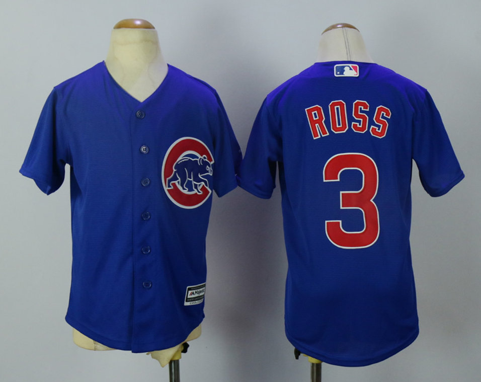Cubs 3 David Ross Blue Youth New Cool Base Jersey