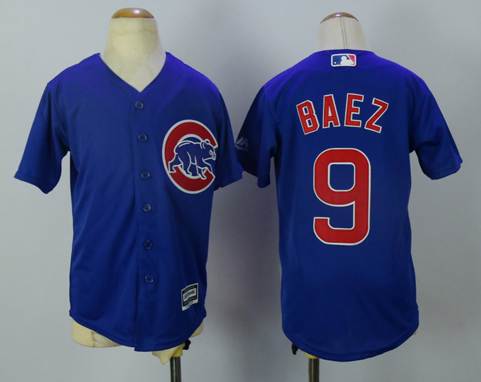 Cubs 9 Javier Baez Blue Youth New Cool Base Jersey