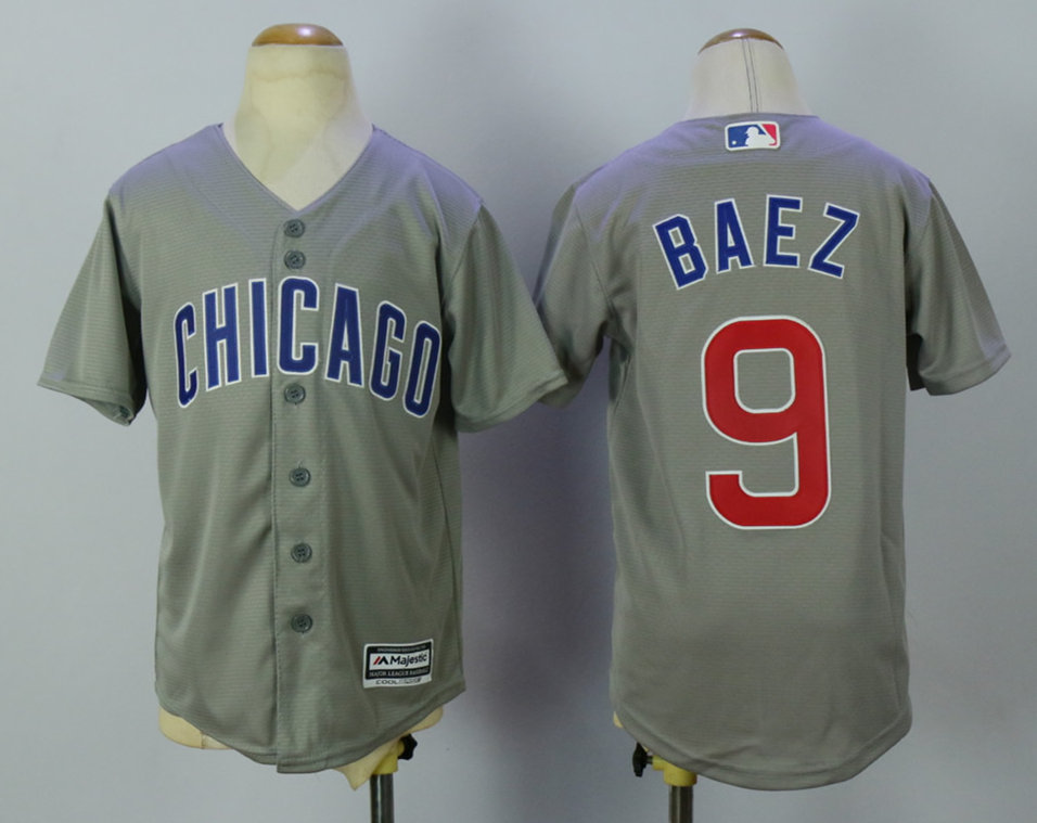 Cubs 9 Javier Baez Grey Youth New Cool Base Jersey