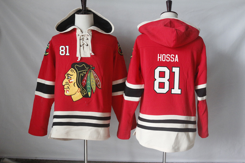 Blackhawks 81 Marian Hossa Red All Stitched Hooded Sweatshirt - Click Image to Close