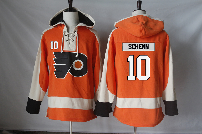 Flyers 10 Brayden Schenn Orange All Stitched Hooded Sweatshirt