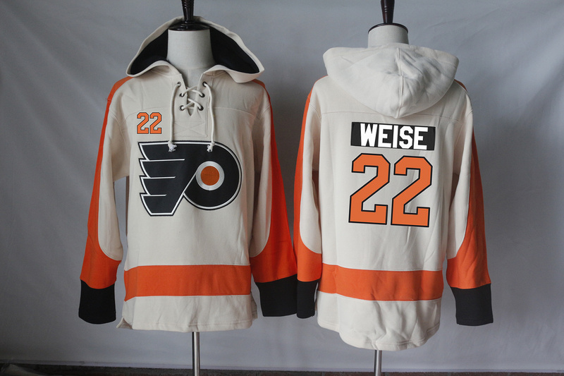 Flyers 22 Dale Weise Cream All Stitched Hooded Sweatshirt