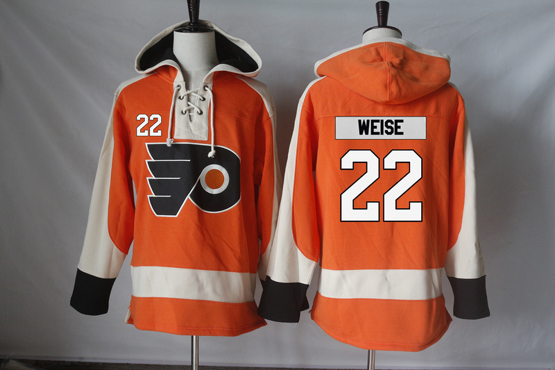 Flyers 22 Dale Weise Orange All Stitched Hooded Sweatshirt