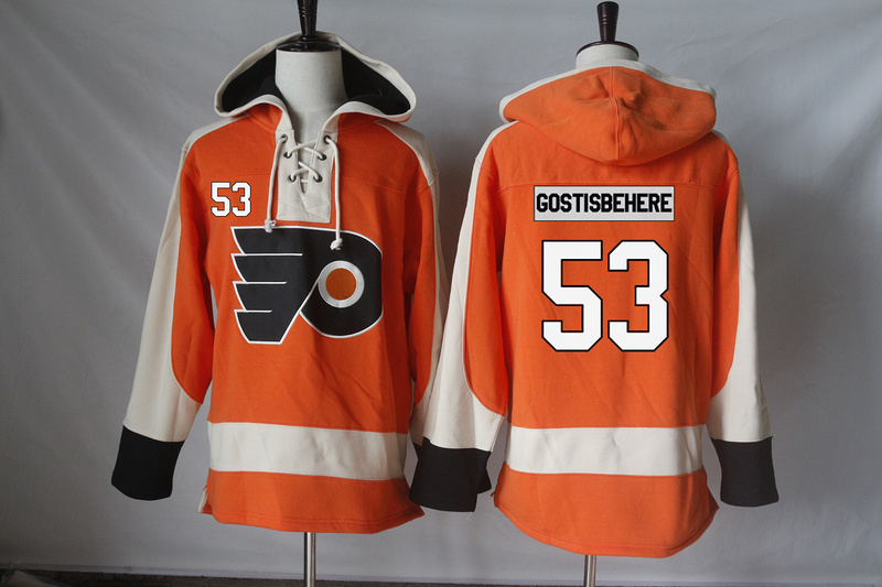 Flyers 53 Shayne Gostisbehere Orange All Stitched Hooded Sweatshirt