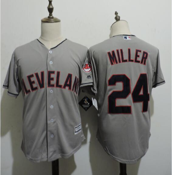 Indians 24 Andrew Miller Grey New Cool Base Jersey