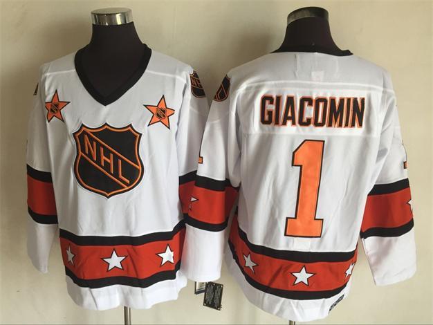 1980 All Star 1 Eddie Giacomin White CCM NHL Jersey