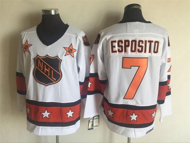 1980 All Star 7 Phil Esposito White CCM NHL Jersey