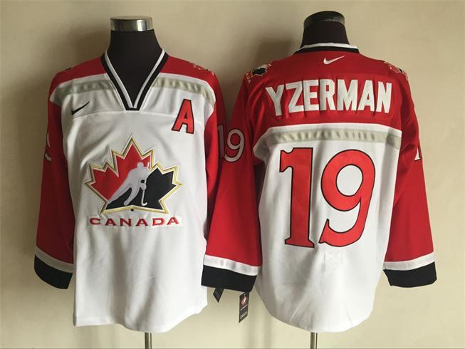 Canada 19 Steve Yzerman White With A Patch Jersey