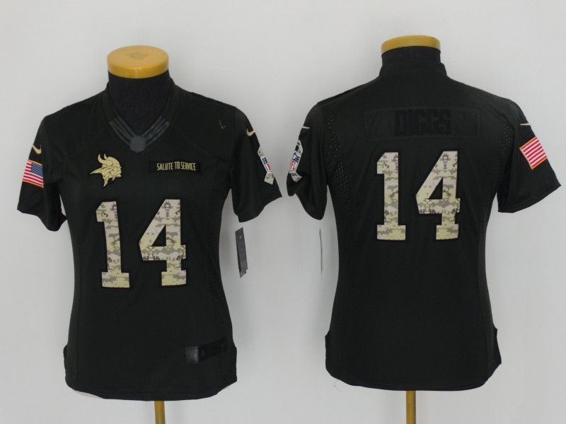 Nike Vikings 14 Stefon Diggs Anthracite Women Salute to Service Limited Jersey