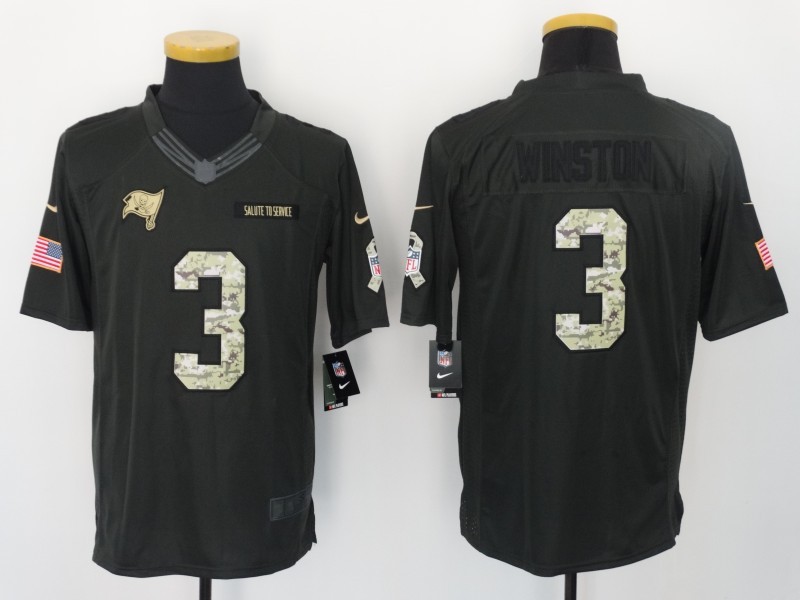 Nike Buccaneers 3 Jameis Winston Anthracite Salute to Service Limited Jersey