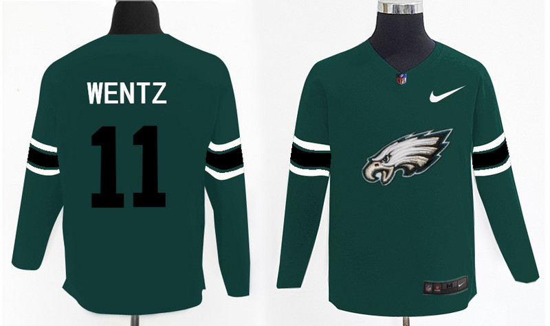 Nike Eagles 11 Carson Wentz Green Knit Sweater - Click Image to Close