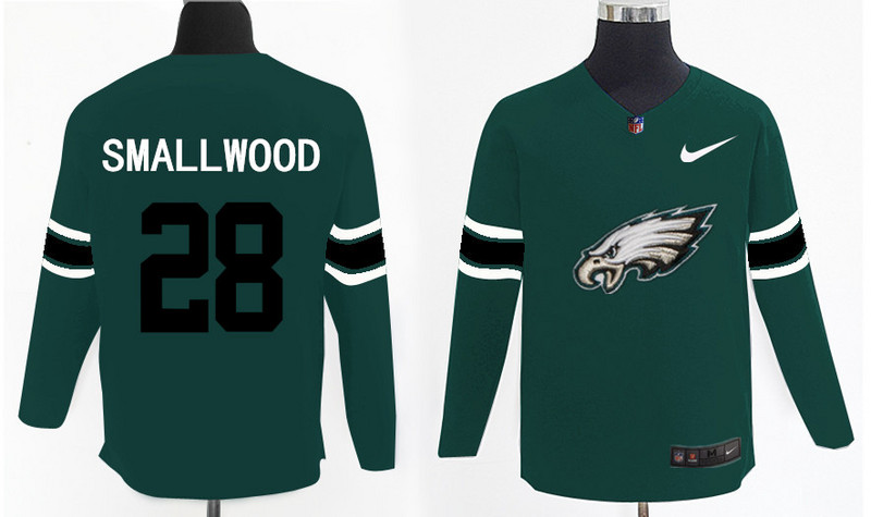 Nike Eagles 28 Wendell Smallwood Green Knit Sweater