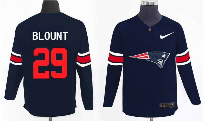 Nike Patriots 29 LeGarrette Blount Navy Knit Sweater - Click Image to Close