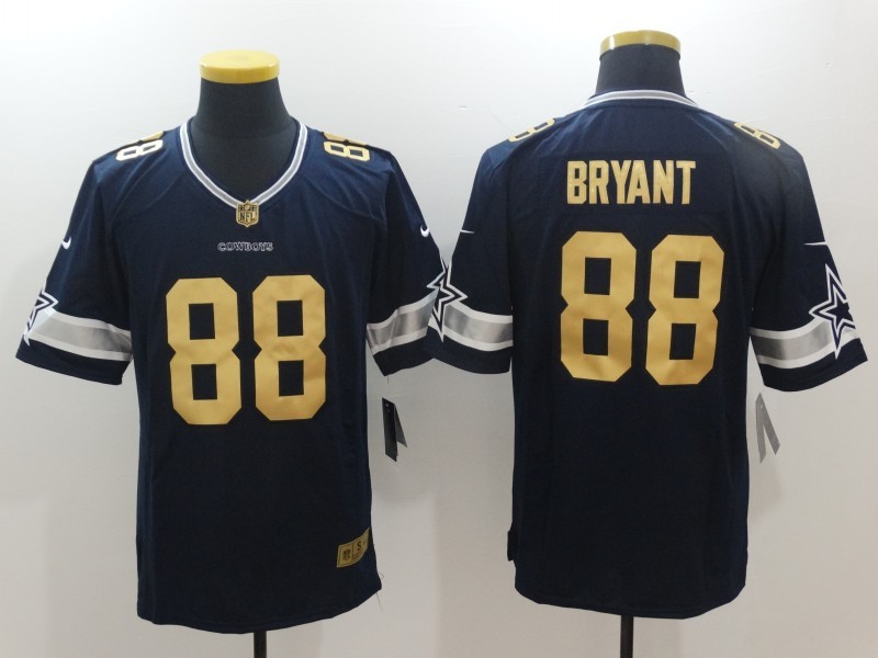 Nike Cowboys 88 Dez Bryant Navy Gold Limited Jersey