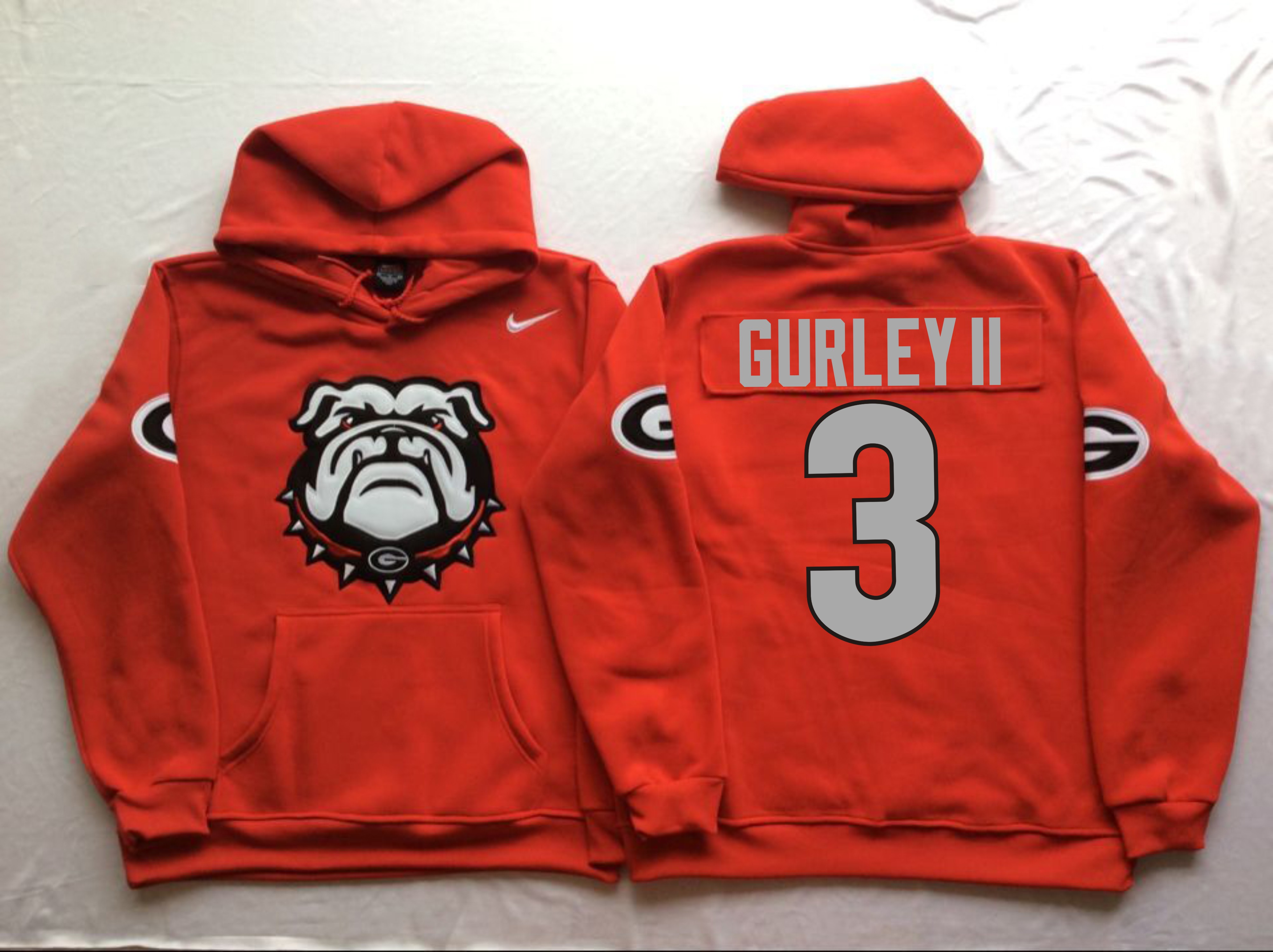 Georgia Bulldogs 3 Todd Gurley II Red Men's Pullover Hoodie - Click Image to Close