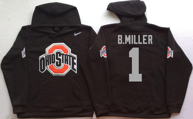 Ohio State Buckeyes 1 Braxton Miller Black Men's Pullover Hoodie - Click Image to Close
