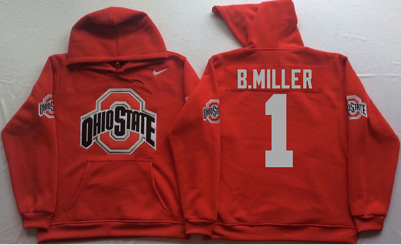Ohio State Buckeyes 1 Braxton Miller Red Men's Pullover Hoodie - Click Image to Close