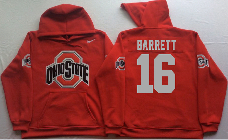 Ohio State Buckeyes 16 J.T. Barrett Red Men's Pullover Hoodie - Click Image to Close