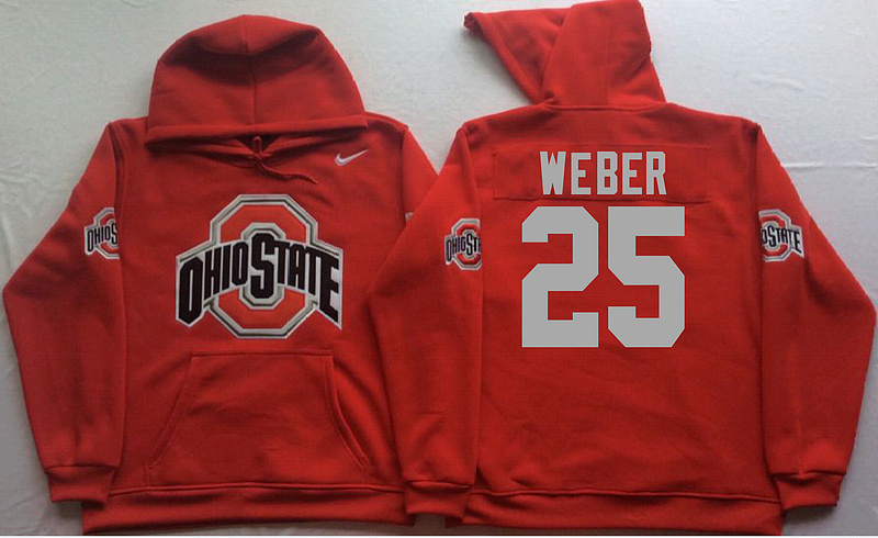 Ohio State Buckeyes 25 Mike Weber Red Men's Pullover Hoodie - Click Image to Close