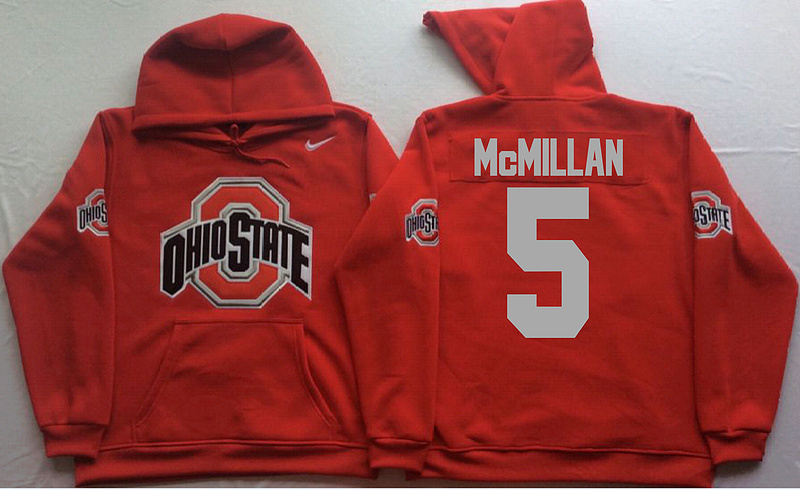 Ohio State Buckeyes 5 Raekwon McMillan Red Men's Pullover Hoodie - Click Image to Close