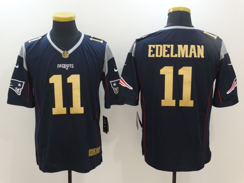 Nike Patriots 11 Julian Edelman Navy Gold Limited Jersey
