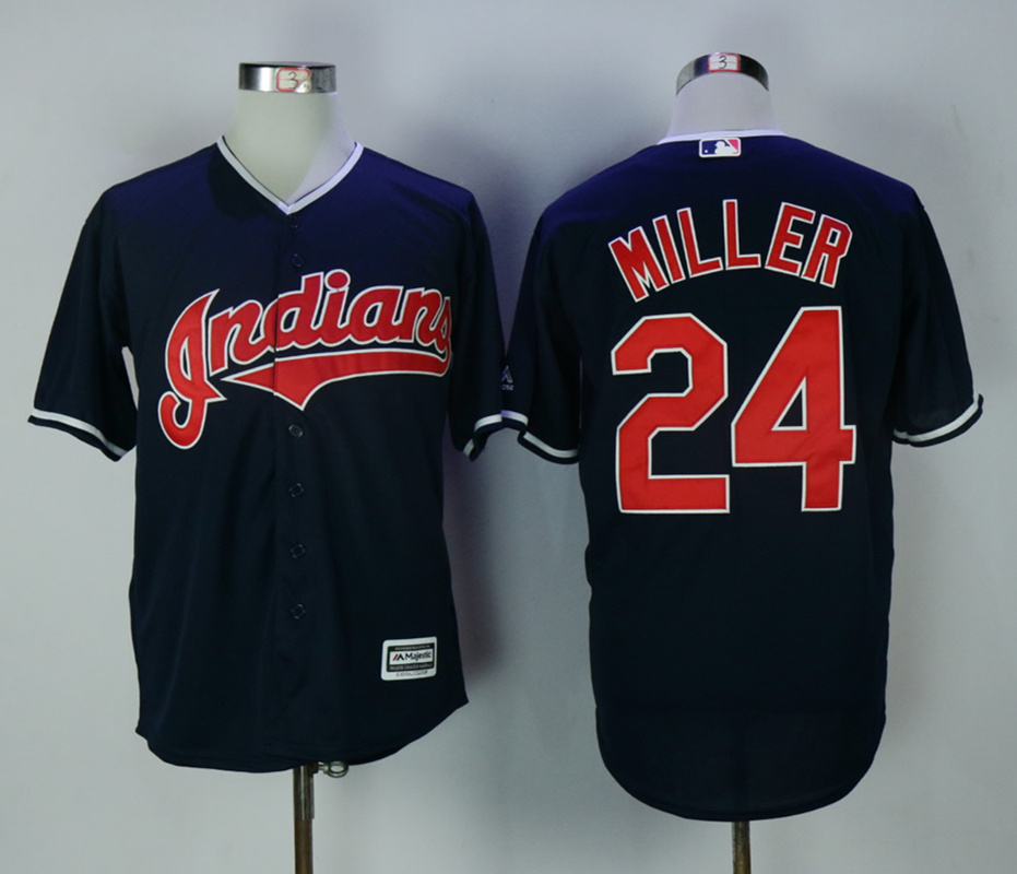 Indians 24 Andrew Miller Navy New Cool Base Jersey