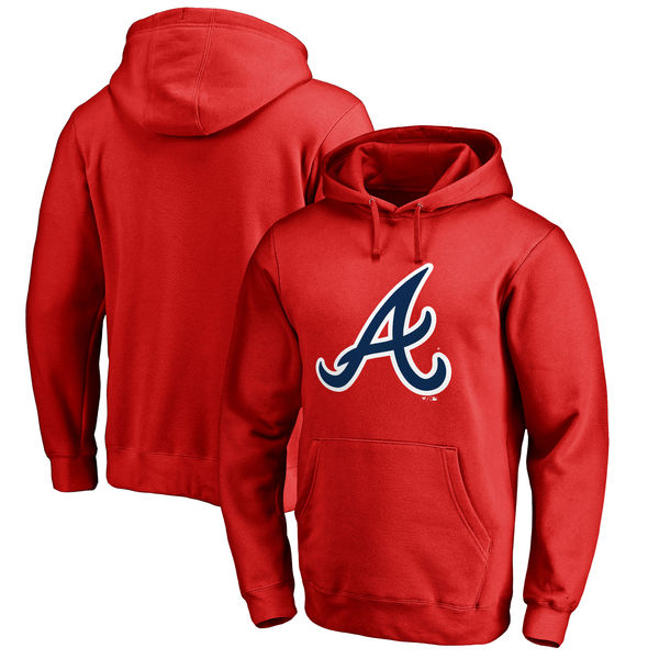 Atlanta Braves Big & Tall Primary Team Logo Pullover Hoodie Red - Click Image to Close