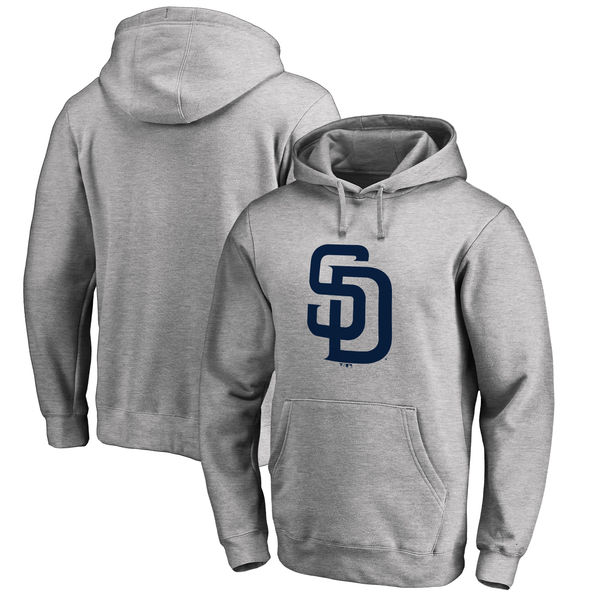 San Diego Padres Big & Tall Primary Logo Pullover Hoodie Ash - Click Image to Close