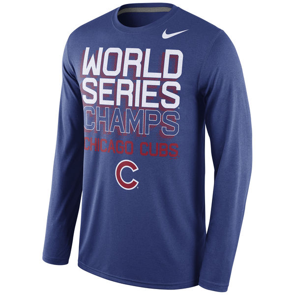 Men's Chicago Cubs Nike Royal 2016 World Series Champions Celebration 3D Long Sleeve T-Shirt