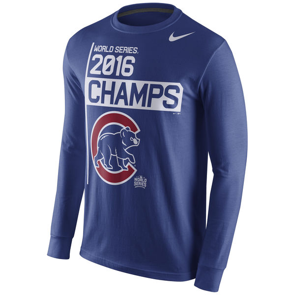 Men's Chicago Cubs Nike Royal 2016 World Series Champions Celebration Long Sleeve T-Shirt