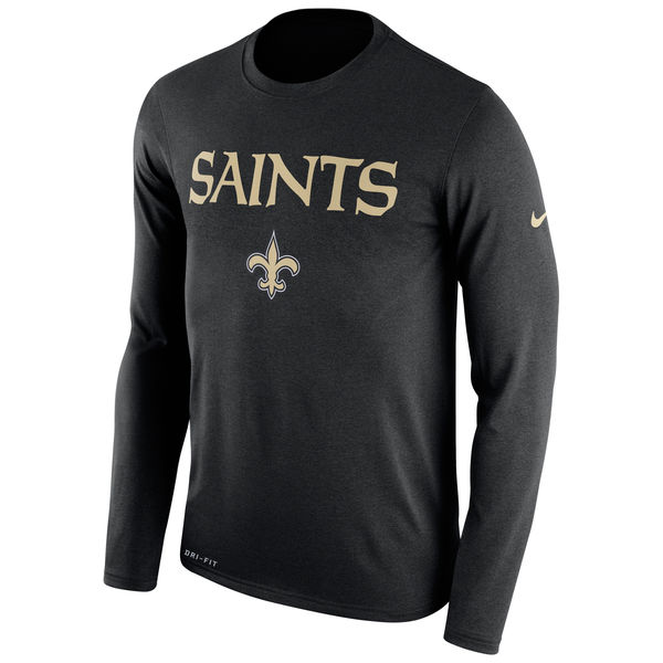 New Orleans Saints Nike Legend Essential Lock Up Long Sleeve Performance T-Shirt Black
