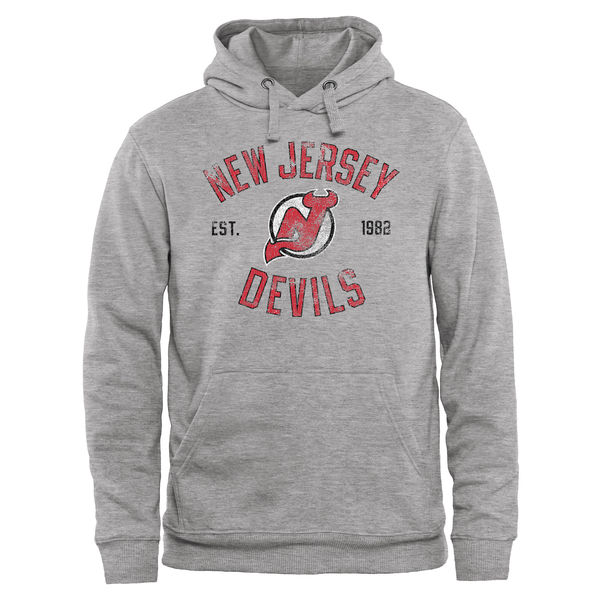 New Jersey Devils Heritage Pullover Hoodie Ash