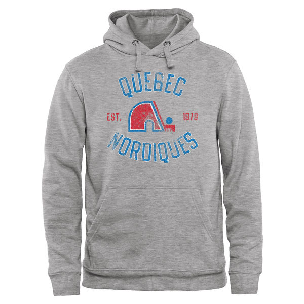 Quebec Nordiques Heritage Pullover Hoodie Ash - Click Image to Close