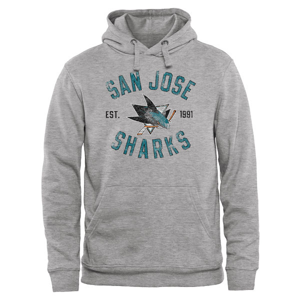 San Jose Sharks Heritage Pullover Hoodie Ash