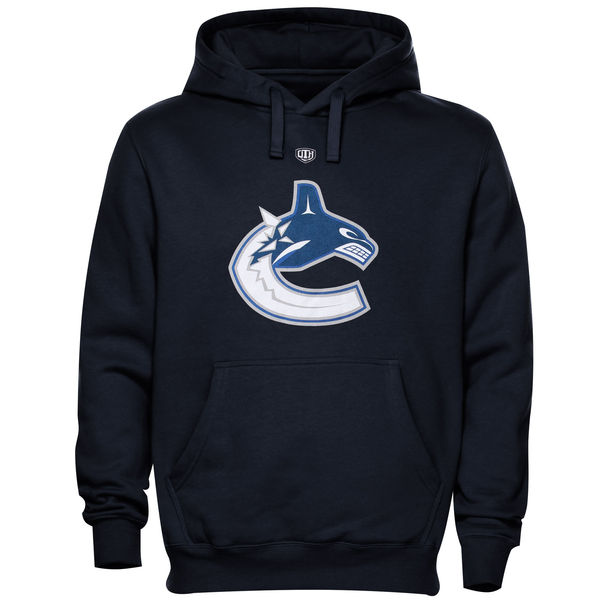 Vancouver Canucks Old Time Hockey Big Logo with Crest Pullover Hoodie Navy