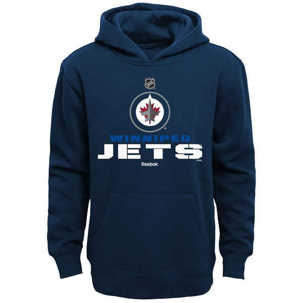 Winnipeg Jets Clean Cut Pullover Hoodie Navy - Click Image to Close