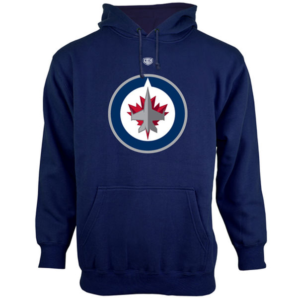 Winnipeg Jets Old Time Hockey Big Logo with Crest Pullover Hoodie Navy