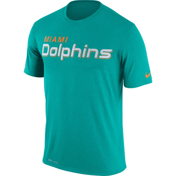 Miami Dolphins Nike Legend Wordmark Essential 3 Performance T-Shirt Aqua