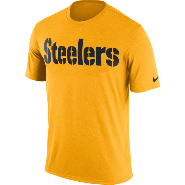 Pittsburgh Steelers Nike Legend Wordmark Essential 3 Performance T-Shirt Gold