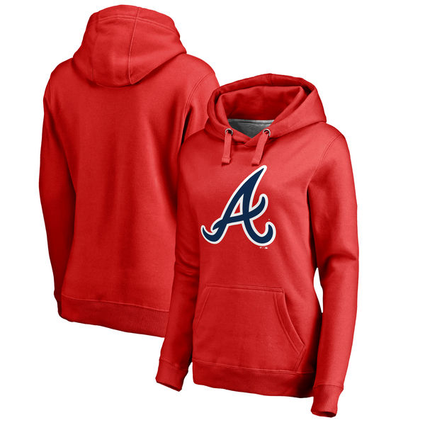 Atlanta Braves Women's Plus Sizes Primary Team Logo Pullover Hoodie Red