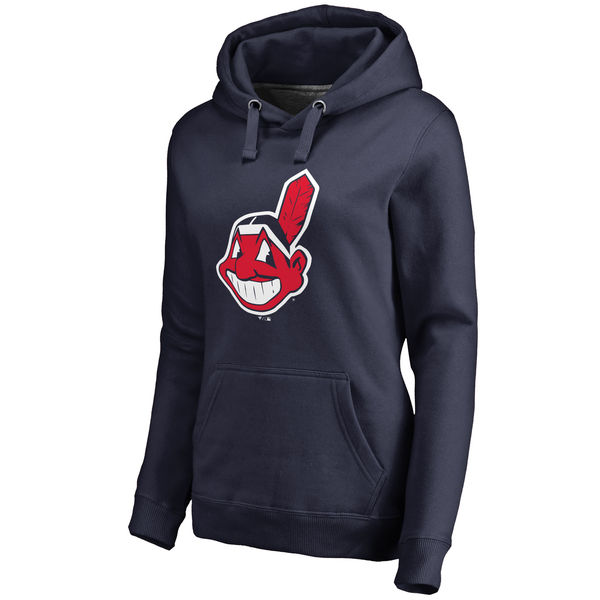 Cleveland Indians Women's Team Color Primary Logo Pullover Hoodie Navy