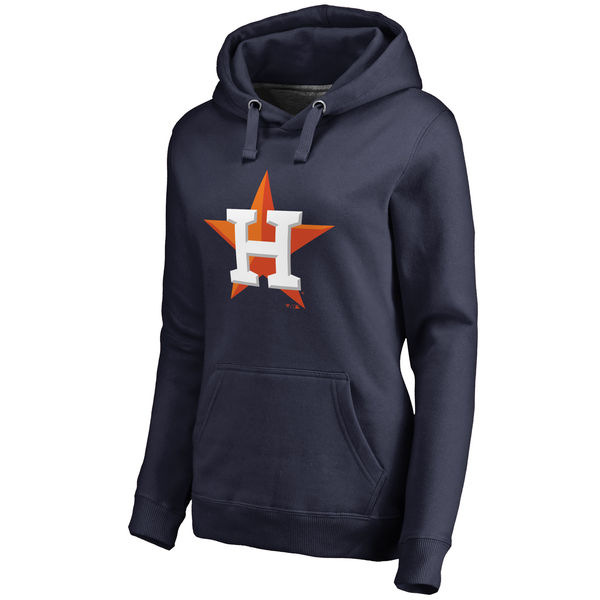 Houston Astros Women's Team Color Primary Logo Pullover Hoodie Navy - Click Image to Close
