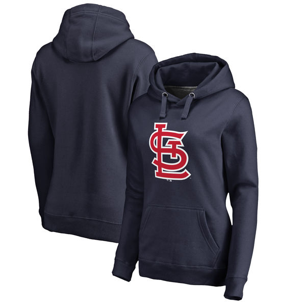St. Louis Cardinals Women's Team Color Primary Logo Pullover Hoodie Navy - Click Image to Close