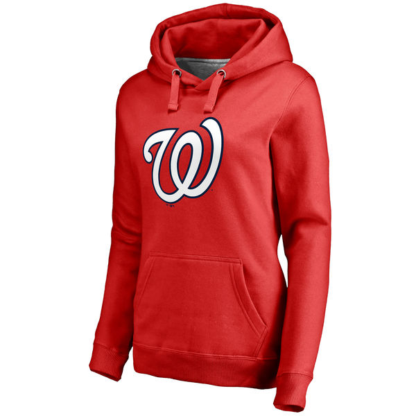 Washington Nationals Women's Team Color Primary Logo Pullover Hoodie Red