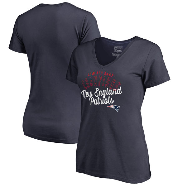 New England Patriots Pro Line by Fanatics Branded Women's 2016 AFC East Division Champions V Neck T-Shirt Navy