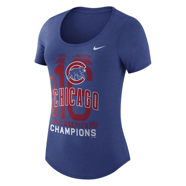 Women's Chicago Cubs Nike Royal 2016 World Series Champions Celebration Championship Year Scoop Neck T-Shirt
