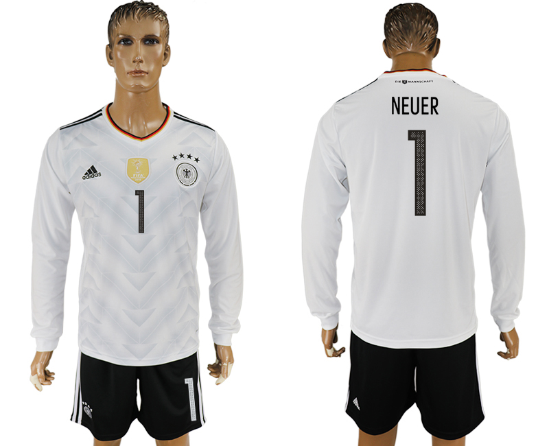 Germany 1 NEUER Home 2017 FIFA Confederations Cup Long Sleeve Soccer Jersey