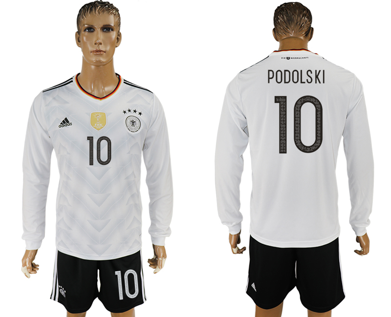 Germany 10 PODOLSKI Home 2017 FIFA Confederations Cup Long Sleeve Soccer Jersey