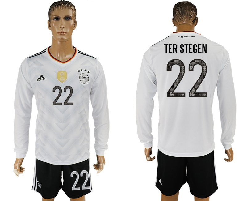 Germany 22 TER STEGEN Home 2017 FIFA Confederations Cup Long Sleeve Soccer Jersey