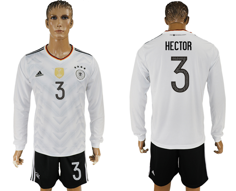 Germany 3 HECTOR Home 2017 FIFA Confederations Cup Long Sleeve Soccer Jersey
